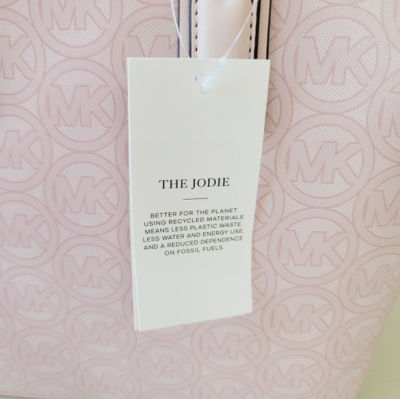 🆕️ Michael Kors Jodie Small Logo Jacquard Tote Bag In Powder Blush - Picture 9 of 12